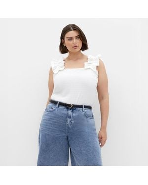City Chic Plus Size Aria Frill Top - Blue