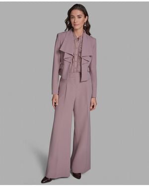 BCBGMAXAZRIA Ruffle Collar Cropped Jacket - Purple