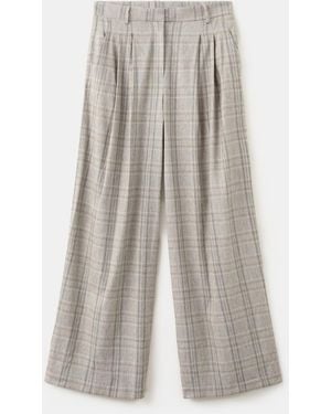Mango Check Pleated Pants - White