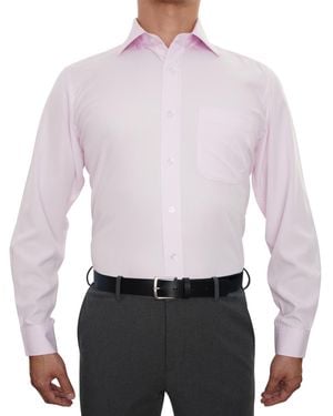 Nobleson Men Classic-fit Solid Color Dress Shirt - White