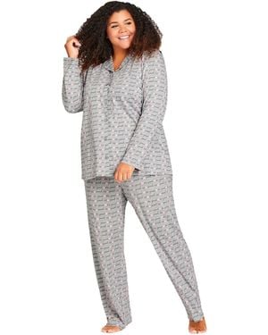 Avenue Button Through Sleep Top - Gray