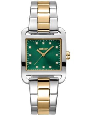 DKNY City Midi Dark Green Dial Gold-two-tone Stainless Steel Bracelet Watch 27x34.5mm