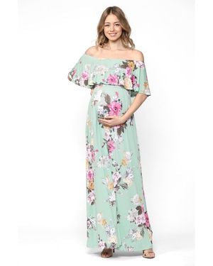 Hello Miss Off-shoulder Ruffled Maxi Dress - White