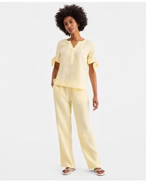Charter Club 100% Linen Drawstring Pants - Natural