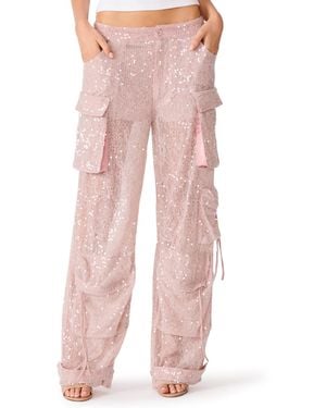 Steve Madden Duo Sequin Wide-leg Cargo Pants - Pink