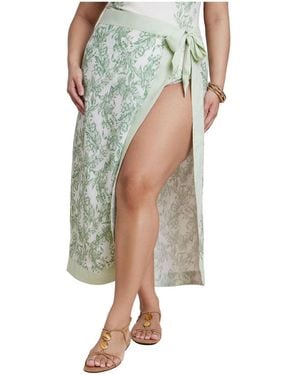 Eloquii Plus Size Midi Wrap Skirt - Green