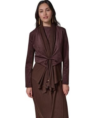Donna Karan Mxd Media Mixed-media Shawl Collar Jacket - Brown