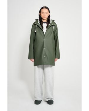 Stutterheim Stockholm Long Sleeve Hooded Raincoat - Green