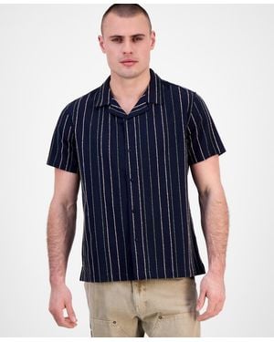 Guess Cooper Short Sleeve Striped Button-front Shirt - Blue