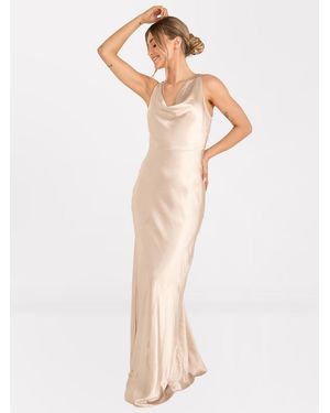 Six Stories Cowl Front Satin Bridesmaid Dress - White
