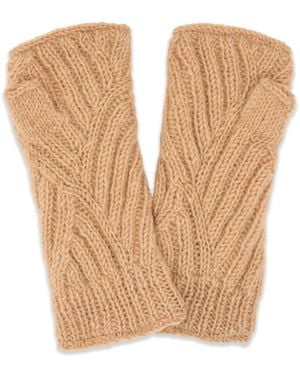 feel good S Artisan Hand-knit Vienna Winter Wool Half Mitten - Natural