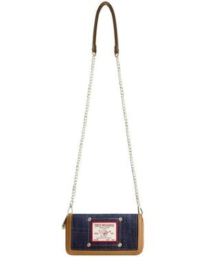 TRUE RELIGION Buddha Patch Double Zip Chain Wallet - White