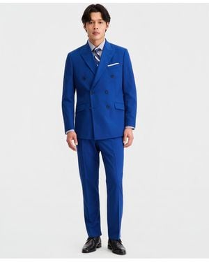 Kenneth Cole Double-breasted Slim-fit 2-piece Suit - Blue