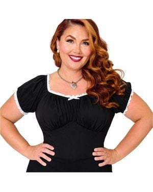 Unique Vintage Plus Size Bernadette Top - Black