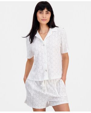 J Valdi Short-sleeve Button-down Swim Cover Up Shirt - White