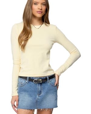 Edikted Kiyan Long Sleeve T Shirt - Natural