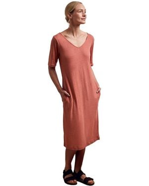 Celtic & Co. Linen Blend V-neck Midi Dress - Red