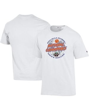 Champion And Clemson Tigers 2023 Ncaa Soccer National S Locker Room T-shirt - White