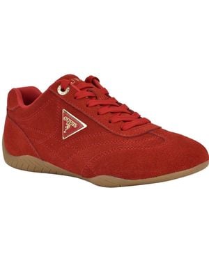 Guess Gabiey Low Profile Suede Lace-up Sneakers - Red
