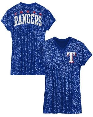 Outerstuff Girls Preschool Texas Rangers Sequin V-neck Dress - Blue