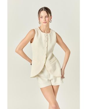 English Factory Textured Fabric Round-hem Vest - White