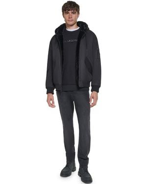 KARL LAGERFELD Reversible Hooded Faux Fur Bomber - Black
