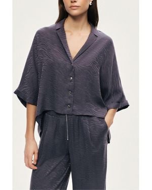 Nocturne Relaxed Short-sleeve Textured Shirt - Blue