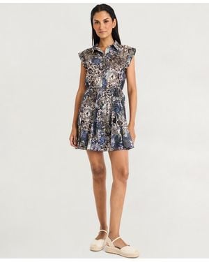 The Good Journey Cotton Printed Shirtdress - Blue