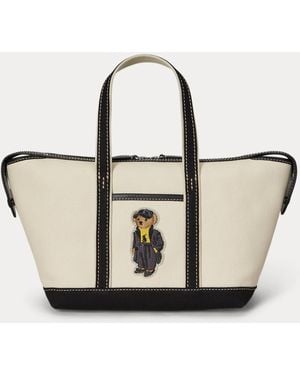 Polo Ralph Lauren Holiday Bear Canvas Mini Shopper Tote - White