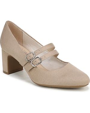 LifeStride True Almond Toe Block Heel Mary Jane Pumps - White