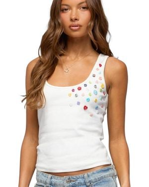Edikted Natash Mixed Button Tank Top - White