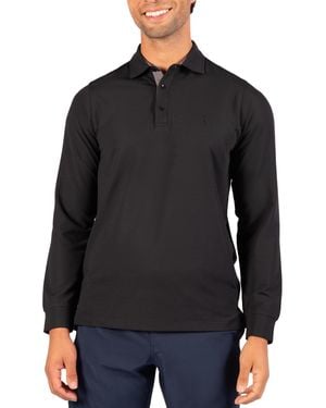 Tailorbyrd Micro Grid Long Sleeve Performance Polo - Black