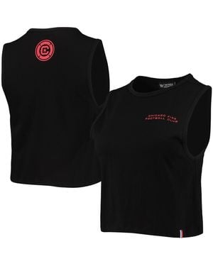 The Wild Collective Chicago Fire Crop Muscle Tri-blend Tank Top - Black