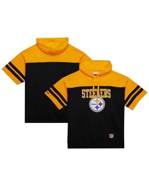 Mitchell & Ness Pittsburgh Steelers Off Field Vintage-like Logo Short Sleeve Pullover Hoodie - Orange