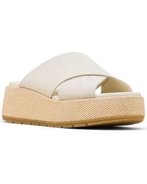 Sorel Sunpeak Round Toe Platform Sandals - White