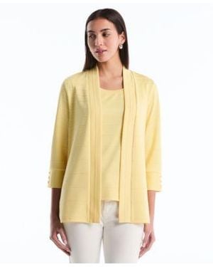 Rafaella Ottoman Knit Cardigan Sweater - Yellow