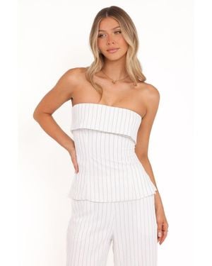 Petal & Pup Blakely Strapless Peplum Back-zip Top - White