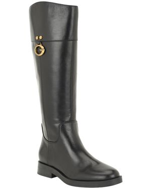Guess Kandra Wide Calf Signature G Logo Block Heel Boots - Gray