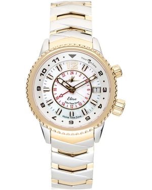 Abingdon Co. Elise Tri-time Two-tone Stainless Steel Bracelet Watch 33mm - Metallic