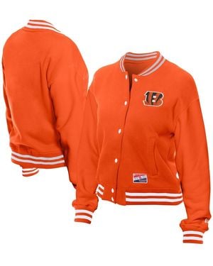 KTZ Cincinnati Bengals Throwback Fleece Full-snap Jacket - Orange