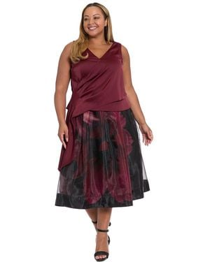 Muse Plus Size Asymmetrical Pleated Top - Red