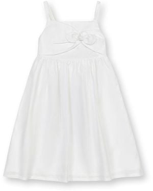 Hope & Henry Big Girls Sleeveless Bow Front Linen Sundress - White