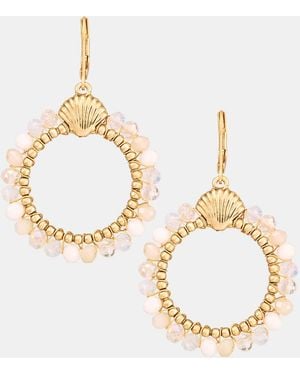 Lonna & Lilly Beaded Shell Open Drop Earrings - Metallic