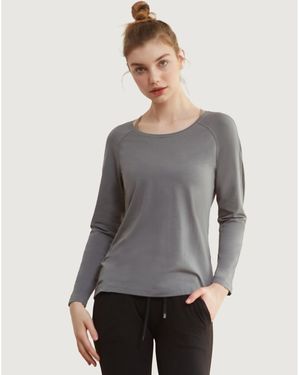 Rebody Active Rebody Essentials Scooped Long Sleeve Top - Gray