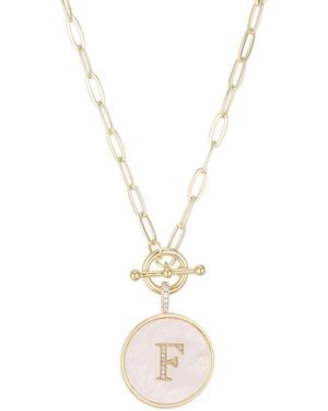 Adornia Gold Imitation Pearl Cubic Zirconia Initial toggle Necklace - Metallic