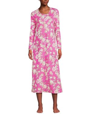 Lands End Cotton Long Sleeve Midcalf Nightgown in Black Lyst