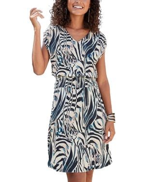 Lascana Smocked Waist Dress - Blue