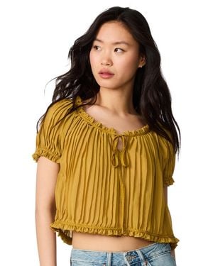 Steve Madden Theodora Puff Short-sleeve Crop Top - Yellow