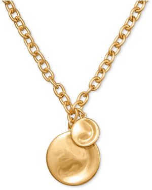 Donna Karan Donna Karan Worn 24k Plated Wave Coin Pendant Necklace - Metallic