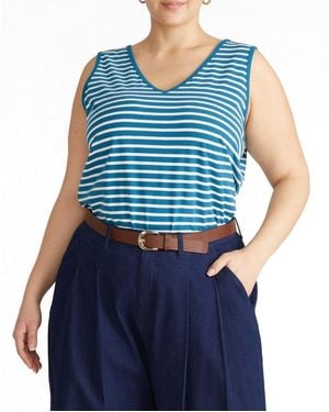 UNIVERSAL STANDARD Plus Size Double V Tank - Blue